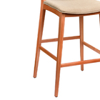 Banqueta Tami 50cm Madeira Maciça | Linho Off White - Sallar